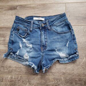 Kancan Distressed Cut Off Jean Shorts Women's Frayed Hole Stretch Denim Hot 24